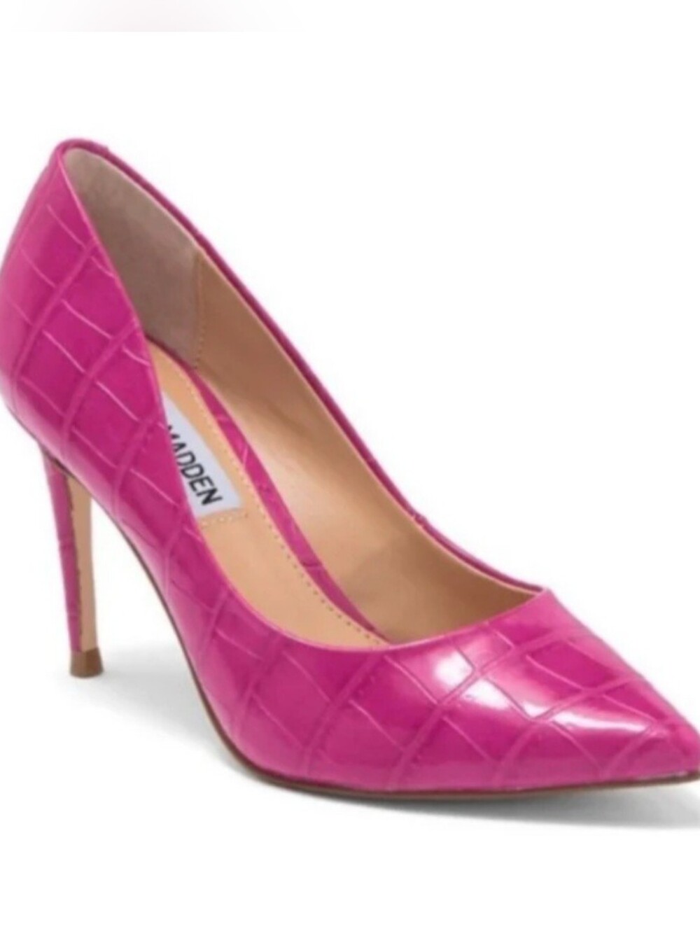 STEVE Madden Vala-C Pointed Toe Croc Embossed Pump In Hot Pink Size 6